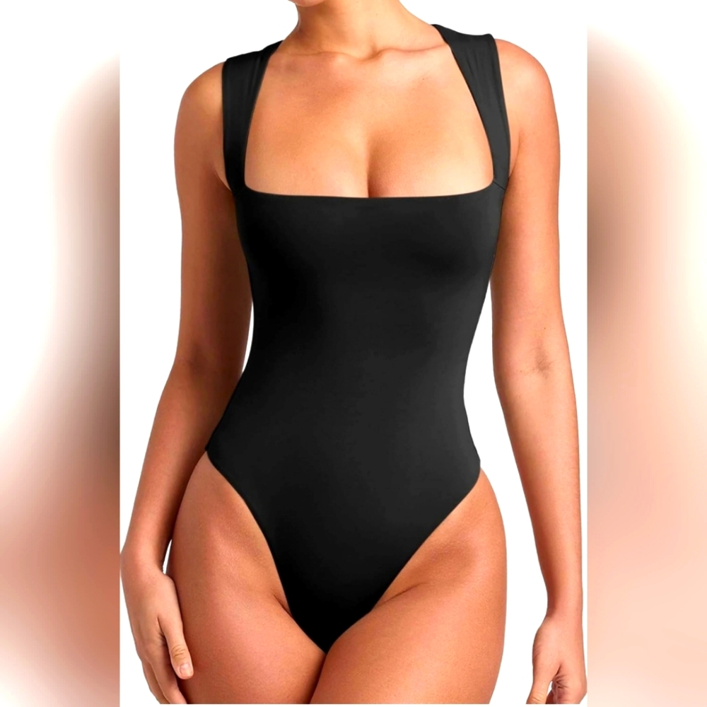 REORIA Butsmooth® Women’s Sexy Sleeveless Square Neck Double Lined Basic Bodysui